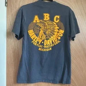 トップス vintage 90s Harley-Davidson Michigan Vintage 90s Harley Davidson Michigan World Motor Print Shirt Rare